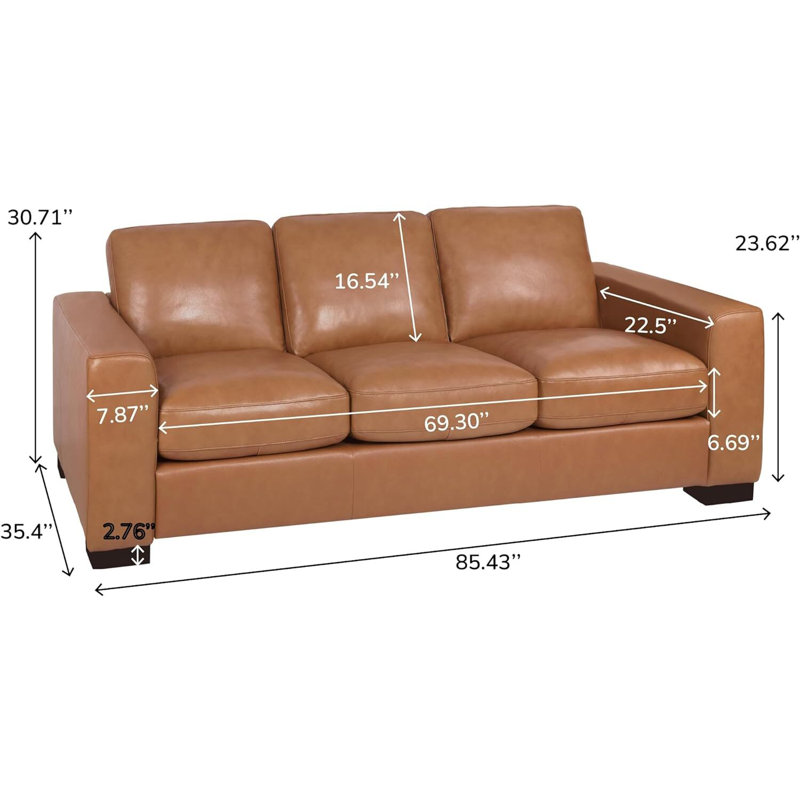 Latitude Run® Modern Oversized comfy sofa couch, Genuine Leather Sofa